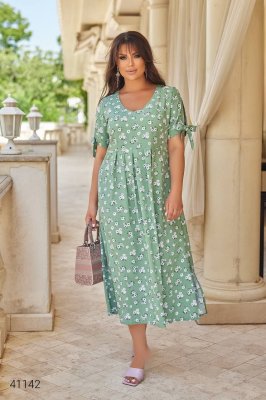 Літня сукня великих розмірів 41142 оливкова