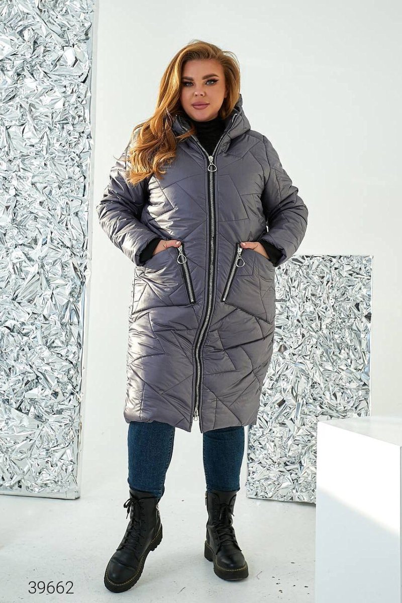 Зимнее женское пальто 39662 серый