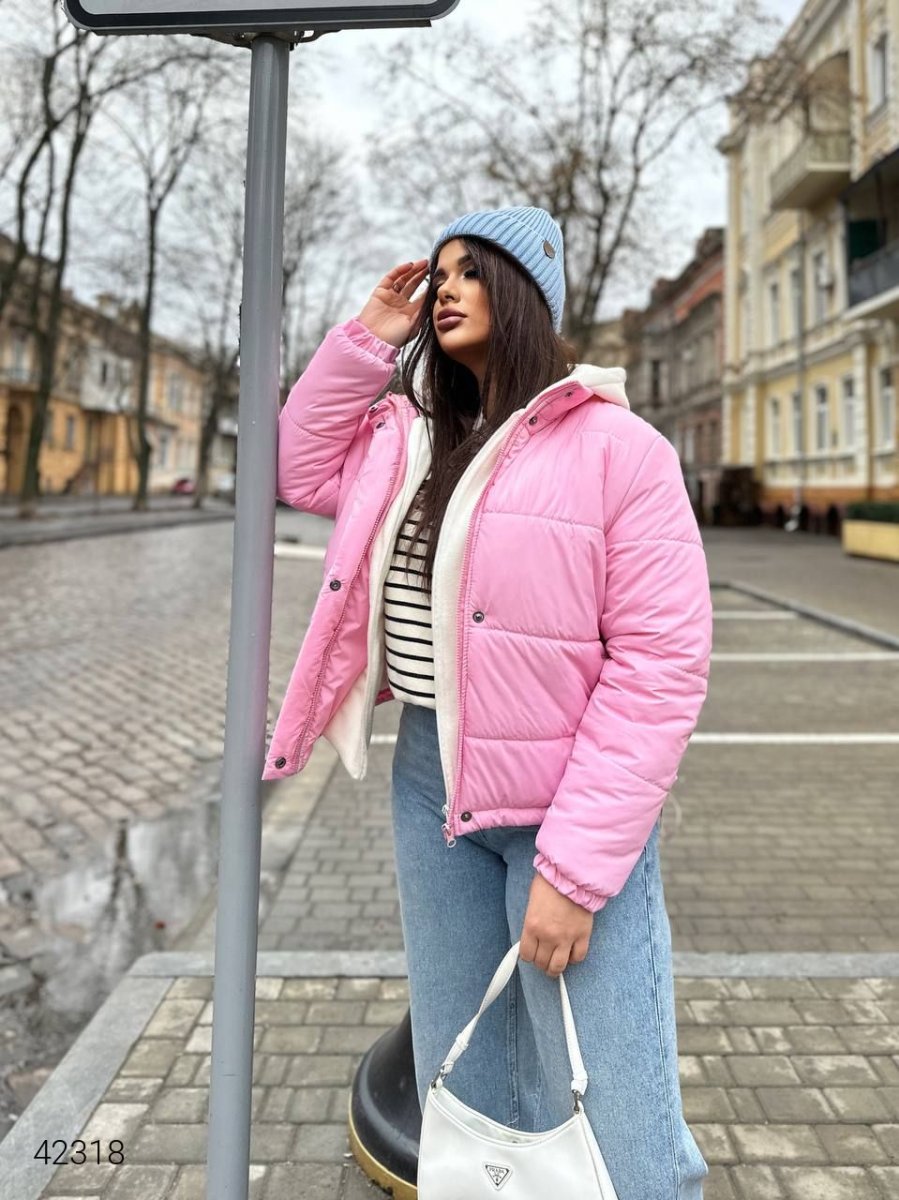 Зимова жіноча стьобана куртка 42318 рожевий