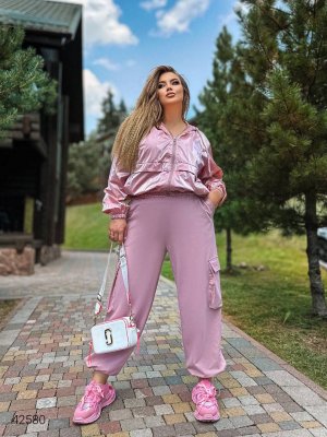 Штани карго жіночі великих розмірів 42580 рожевий