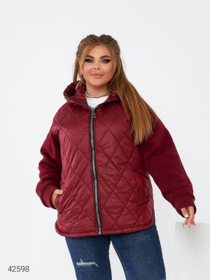 Жіноча куртка демісезонна великих розмірів 42598 бордовий