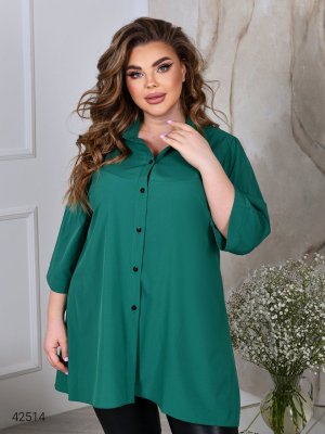 Женская рубашка больших размеров 42514 зеленый