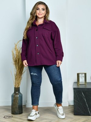 Женская рубашка больших размеров 42587 бордовый